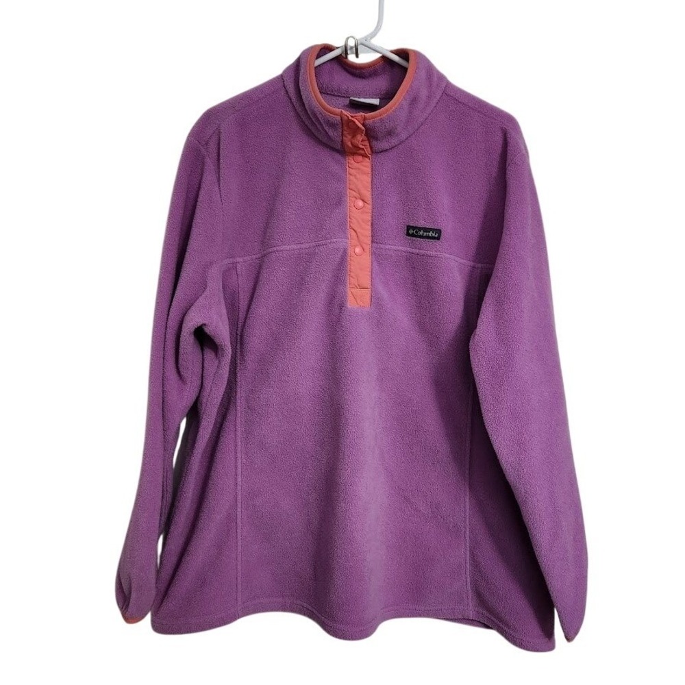 Columbia Womens 2X Purple Benton Springs Snap Front Fleece Pullover AW1302